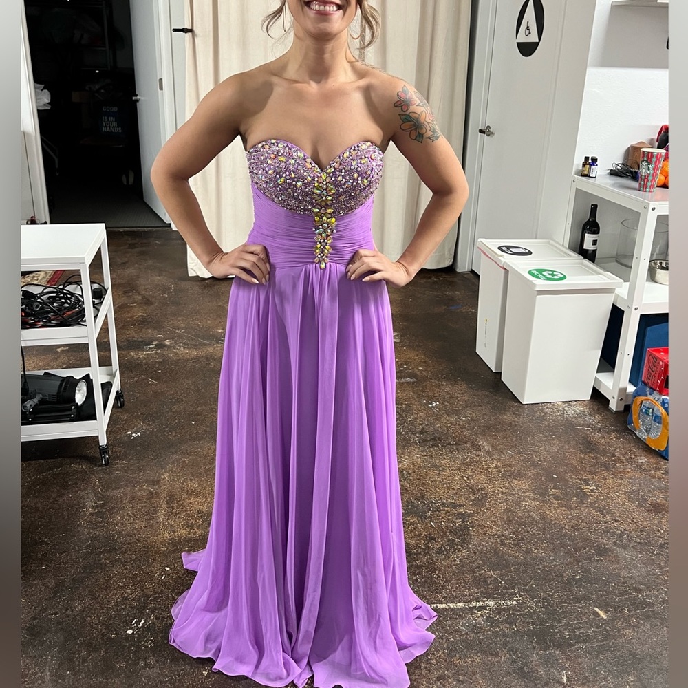Tony Bowls Beaded Chiffon Evening Gown